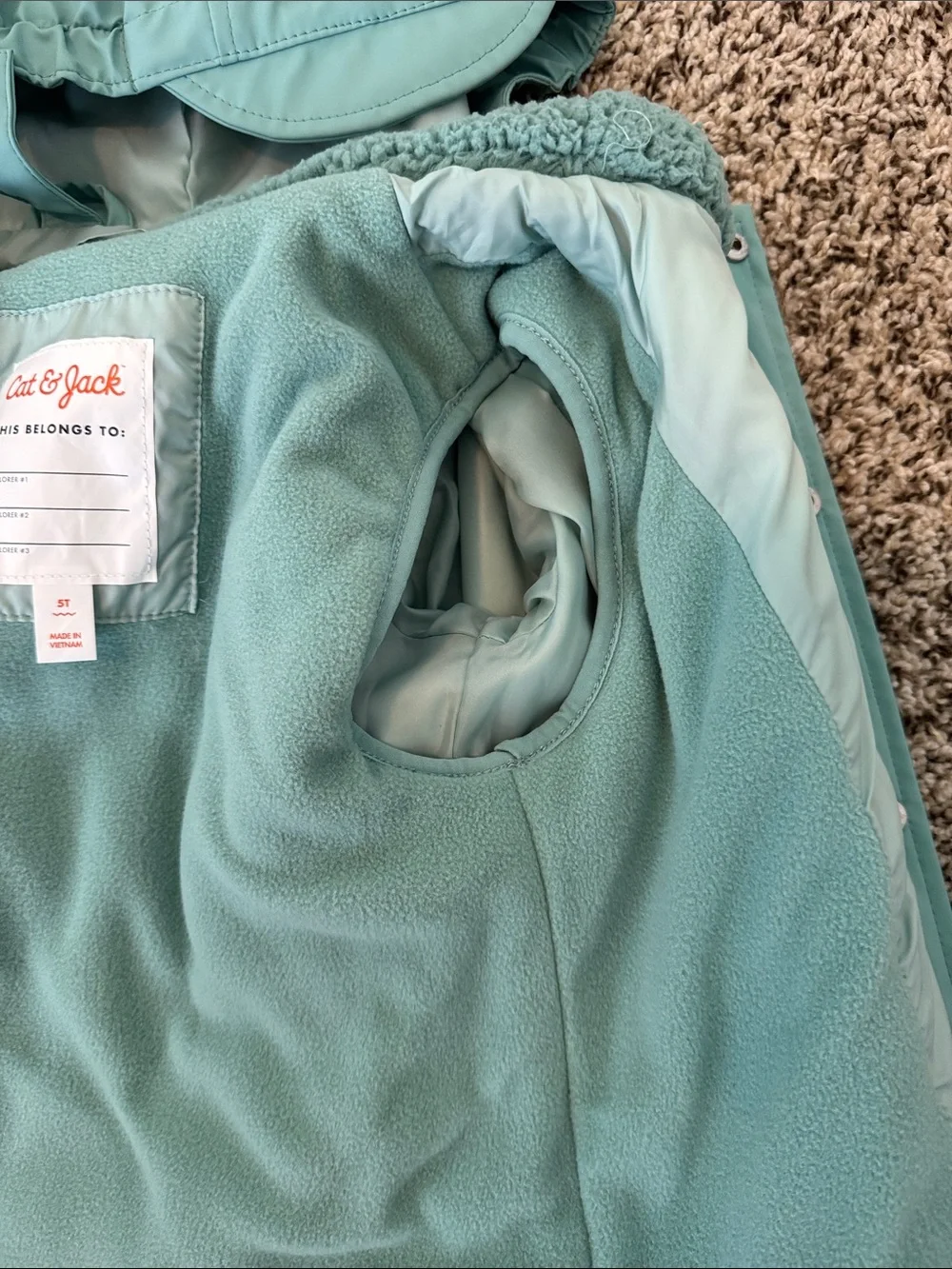 Cat & Jack Light Teal Hooded Kids Rain Coat